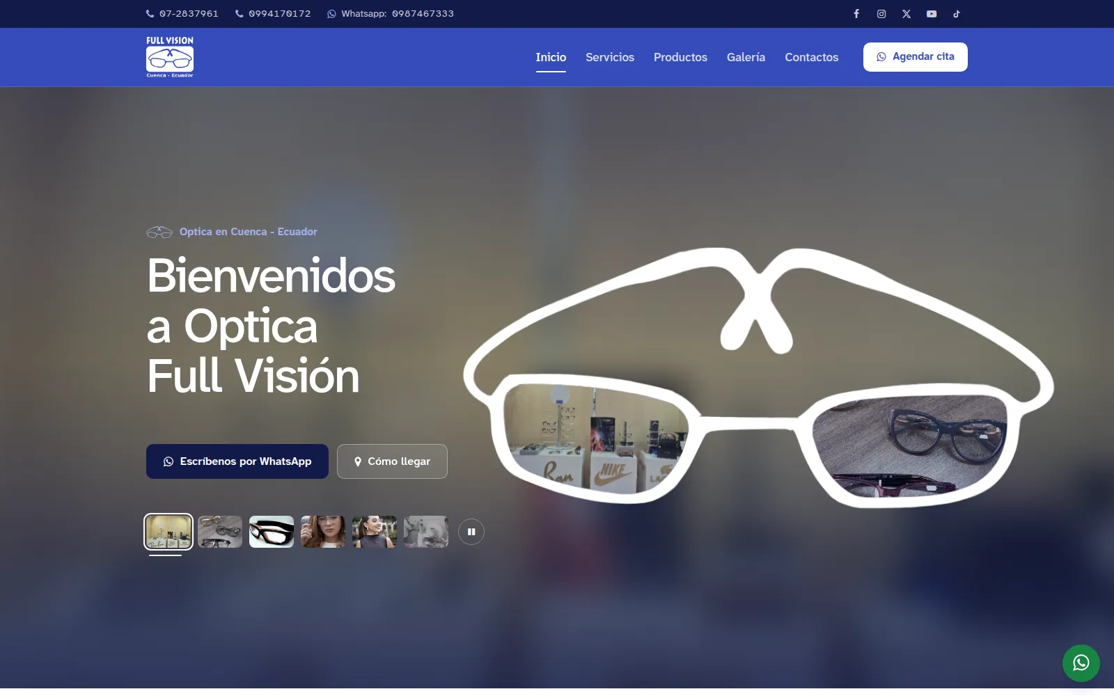 Sitio web de Óptica Full Visión